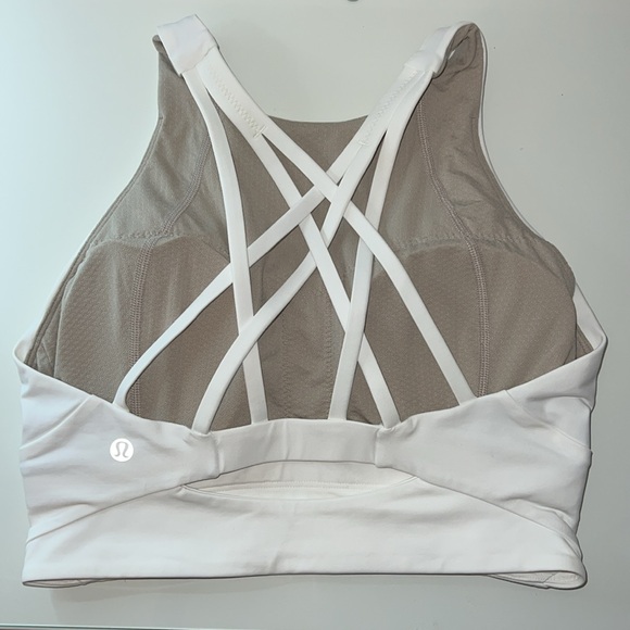 Lululemon High Neck Racerback Sports Bra - White, Size 6 - Picture 2 of 2